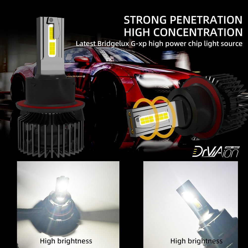 1 Pair Of Car  Led  Headlight Bulbs Ip68 Waterproof High-brightness High Power Good Heat Dissipation Quick Installation Car Led Lamp F4 9008/H13