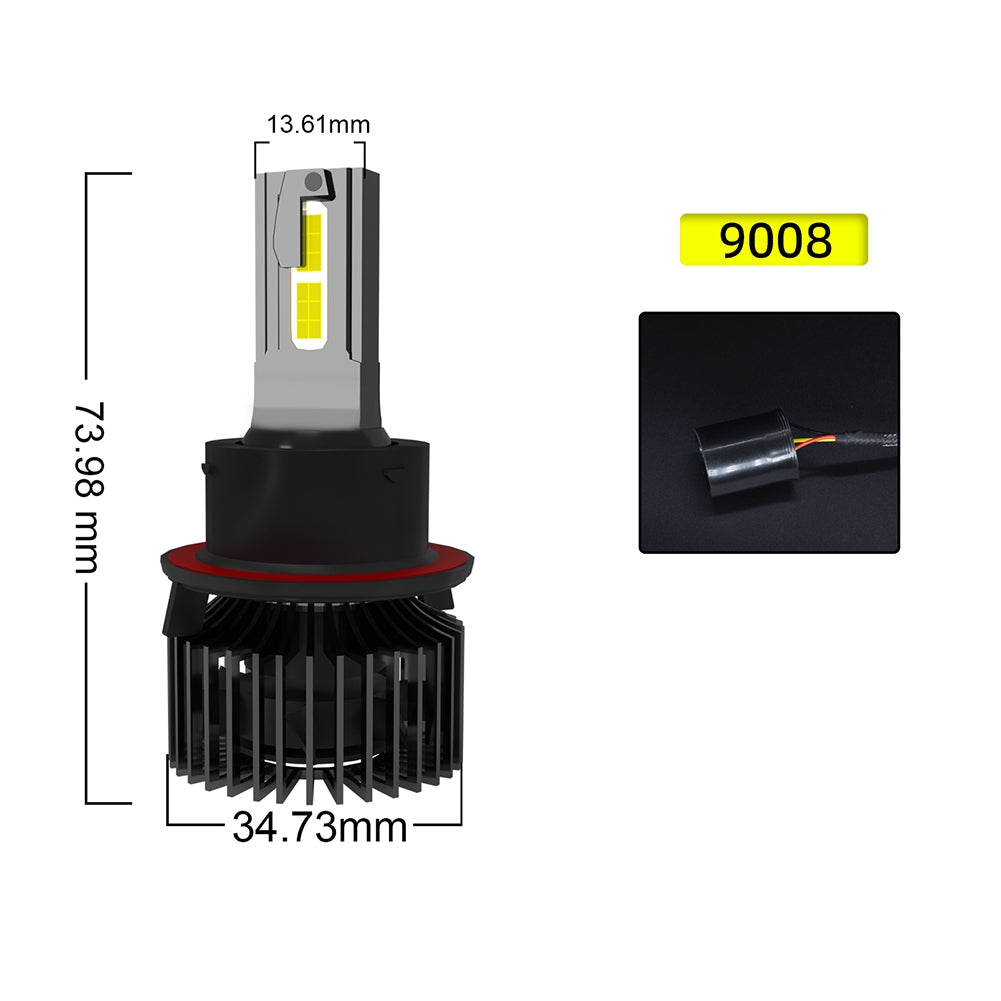 1 Pair Of Car  Led  Headlight Bulbs Ip68 Waterproof High-brightness High Power Good Heat Dissipation Quick Installation Car Led Lamp F4 9008/H13
