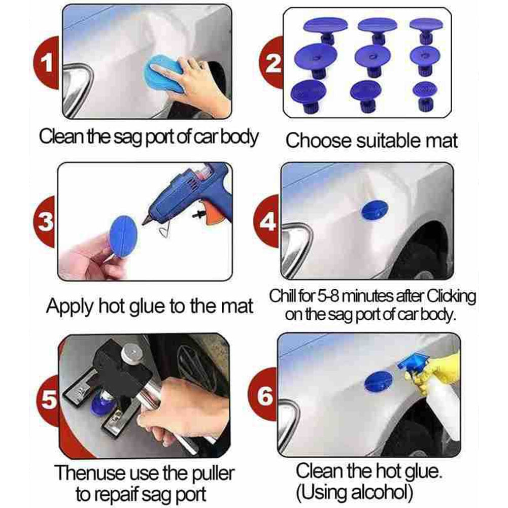 19pcs/set Auto Paintless Dent  Repair  Kits Car Dent Puller Kits Dent Removal Kits For Automobile Body Motorcycle Refrigerator 32pcs/set