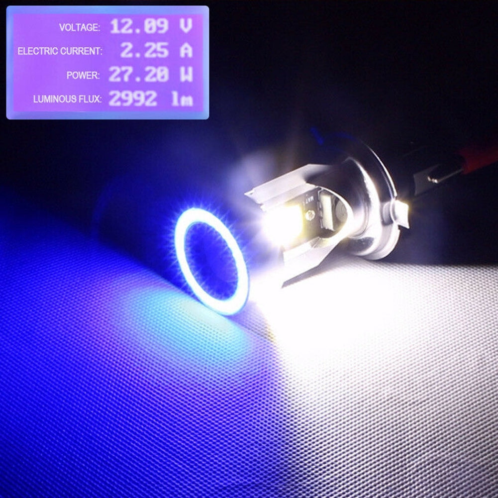 2pcs Metal Motorcycle Lights Angel Eye Led Headlight H4 Ghost Demon Eye Shape Electric Vehicle Modification Parts Accessory Blue light