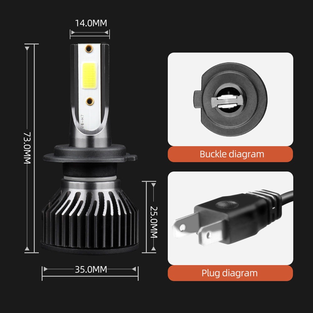 1 Pair Aluminum Alloy Car  Led  Headlight F2 White Light 12000/min Ip68 Waterproof Heatproof Motorcycle Light H1