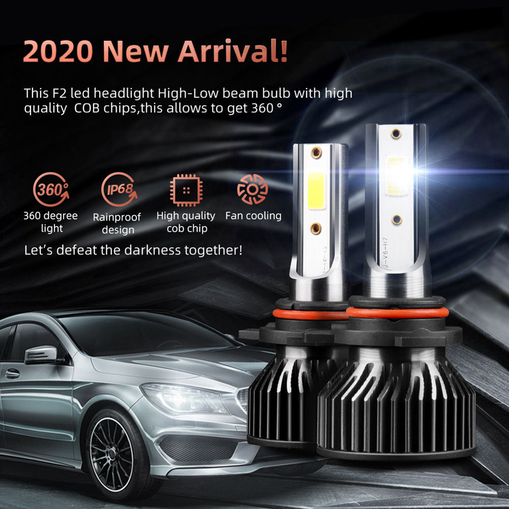 1 Pair Aluminum Alloy Car  Led  Headlight F2 White Light 12000/min Ip68 Waterproof Heatproof Motorcycle Light 9012