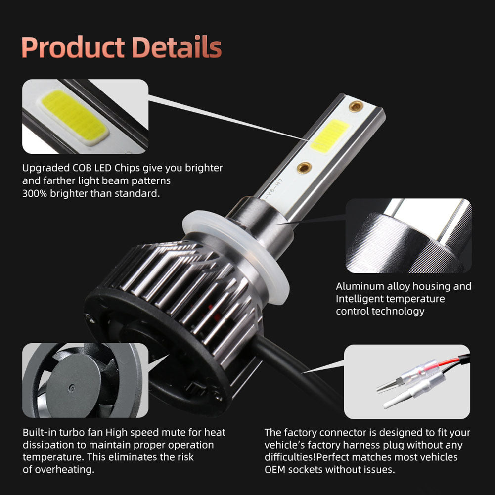 1 Pair Aluminum Alloy Car  Led  Headlight F2 White Light 12000/min Ip68 Waterproof Heatproof Motorcycle Light 880/881/H27