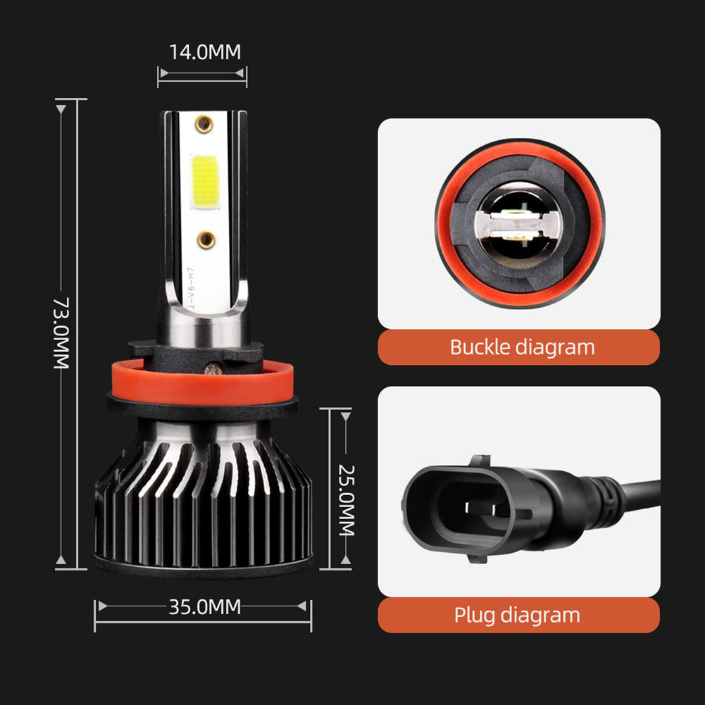 1 Pair Aluminum Alloy Car  Led  Headlight F2 White Light 12000/min Ip68 Waterproof Heatproof Motorcycle Light H8/H9/H11