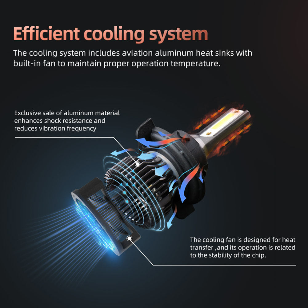 1 Pair Aluminum Car  Led  Headlight Ip68 Waterproof Heatproof 6000k 12000/min Cob Bulbs H13