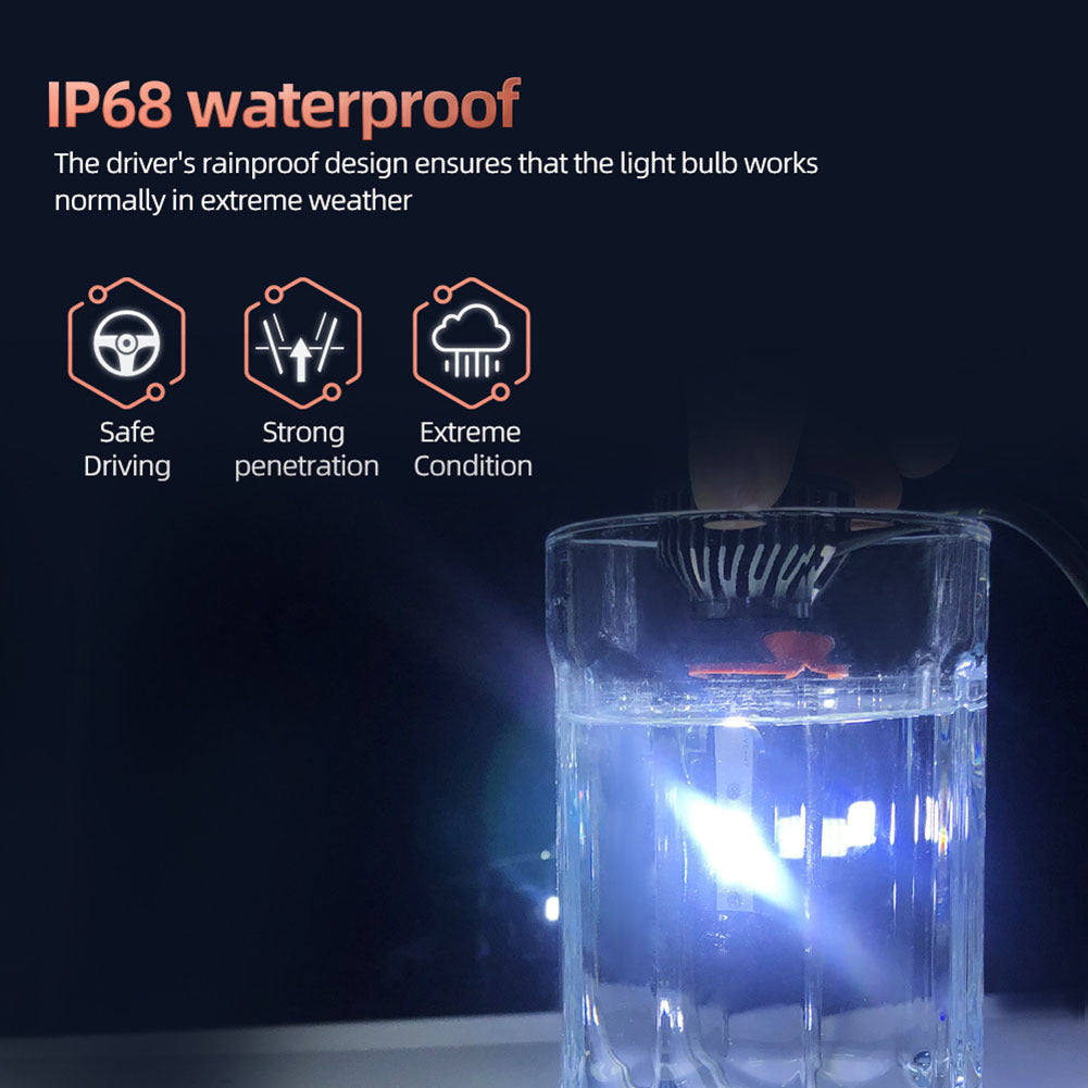 1 Pair Aluminum Car  Led  Headlight Ip68 Waterproof Heatproof 6000k 12000/min Cob Bulbs H4/HB2/9003