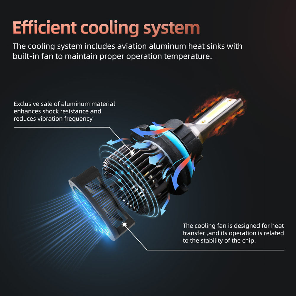 1 Pair Aluminum Car  Led  Headlight Ip68 Waterproof Heatproof 6000k 12000/min Cob Bulbs 9004/HB1
