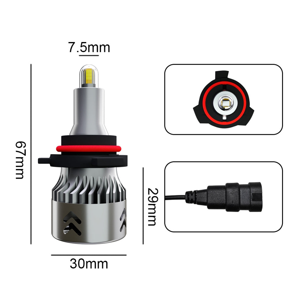 1 Pair Aluminum Car Headlights 1904 12000/min 6000k Ip68 Waterproof Heatproof Led Lamp H8/H9/H11