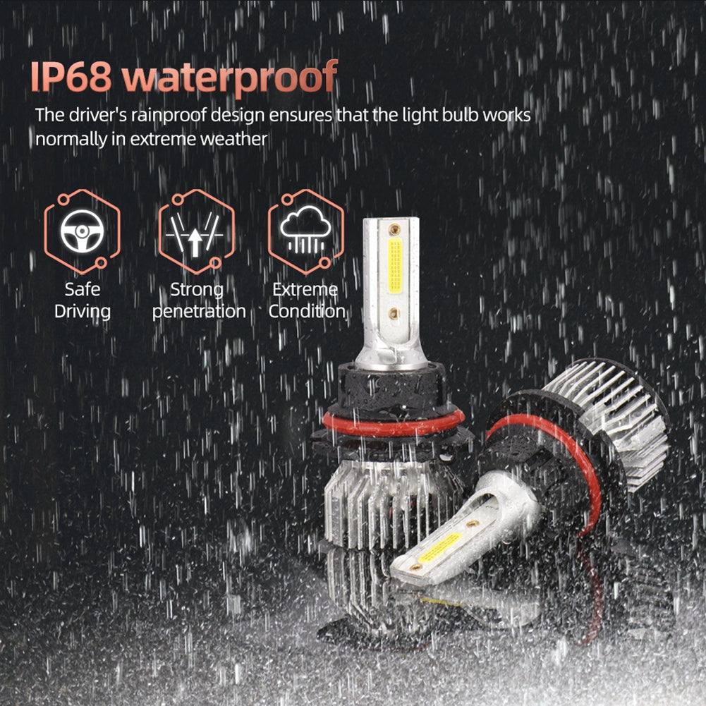 1 Pair Aluminum Car Led Headlight Ip68 Waterproof 6000k High-brightness Motorcycle Lamp H13