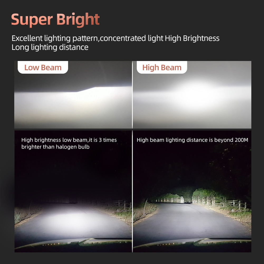 1 Pair Aluminum Car Led Headlight Ip68 Waterproof 6000k High-brightness Motorcycle Lamp H13