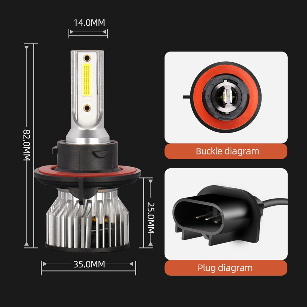 1 Pair Aluminum Car Led Headlight Ip68 Waterproof 6000k High-brightness Motorcycle Lamp 9007/HB5