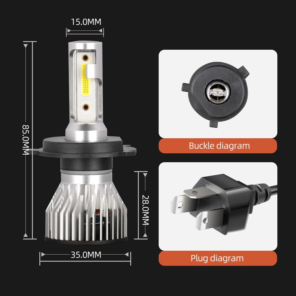 1 Pair Aluminum Car Led Headlight Ip68 Waterproof 6000k High-brightness Motorcycle Lamp 9004/HB1