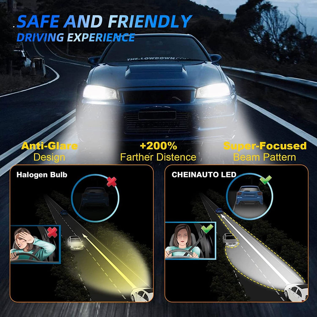 US CHEINAUTO 9005 HB3 9006 HB4 LED Headlight Bulbs Combo12000 Lumens 6000K 450% Brighter High Low Beam