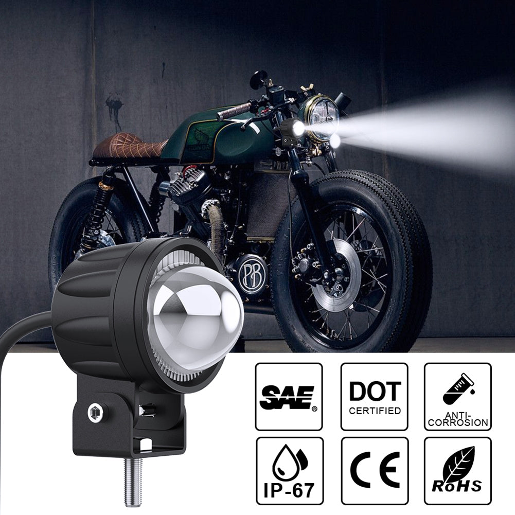 Motorcycle Spotlight Highlight External Lens Work Light Electric Vehicle Modified Led Headlight Bulb Yellow and white_single