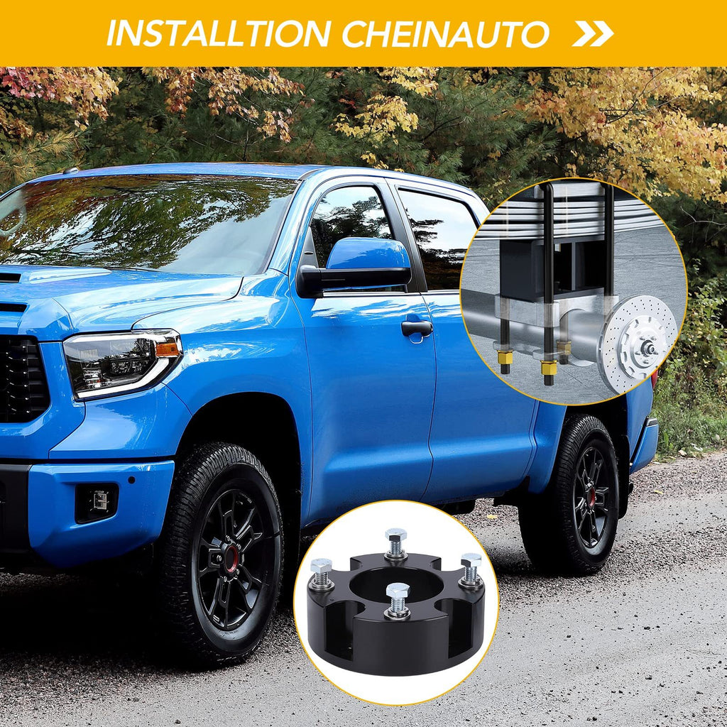 US CHEINAUTO Tundra 3 inch Front & 2 inch Rear Leveling lift kit T6 Aircraft Billet Strut Spacers Lift Blocks Extended U Bolts