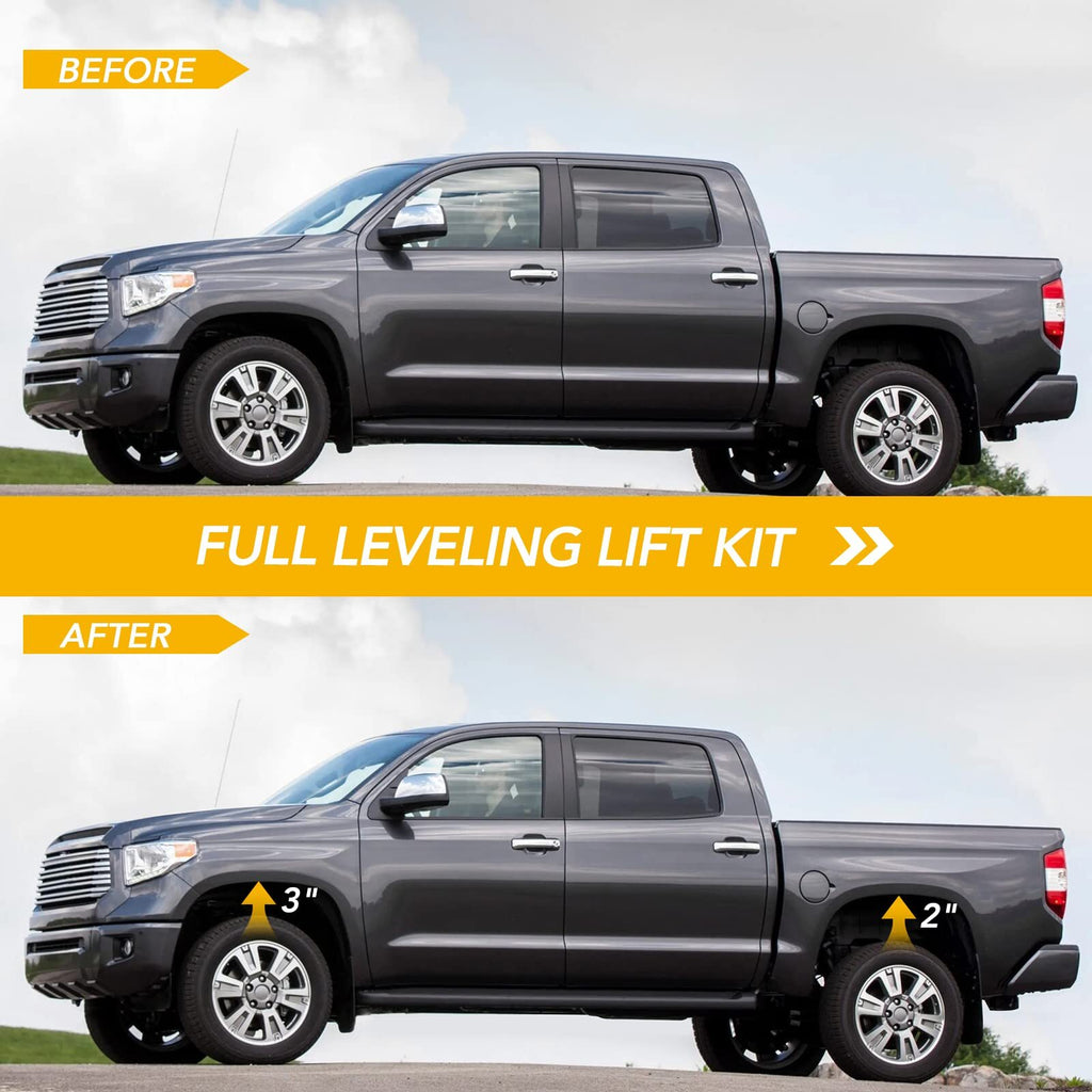 US CHEINAUTO Tundra 3 inch Front & 2 inch Rear Leveling lift kit T6 Aircraft Billet Strut Spacers Lift Blocks Extended U Bolts