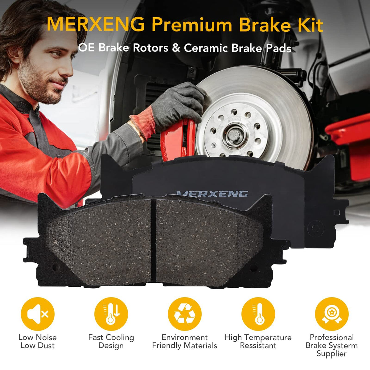 US MERXENG Premium Ceramic Disc Front Brake Pads For 2007 - 2018 Avalon
