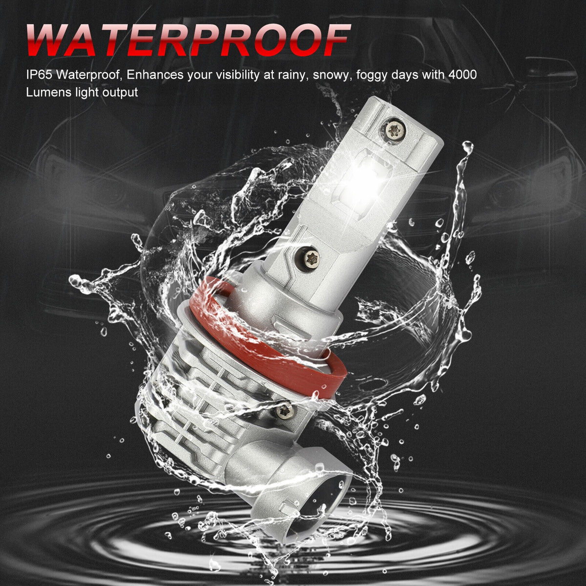 2pcs Car Led Headlight Kit H11 H9 H8 Super Bright Fog Lamp Daytime Running Light Bulbs 6000k White Waterproof silver