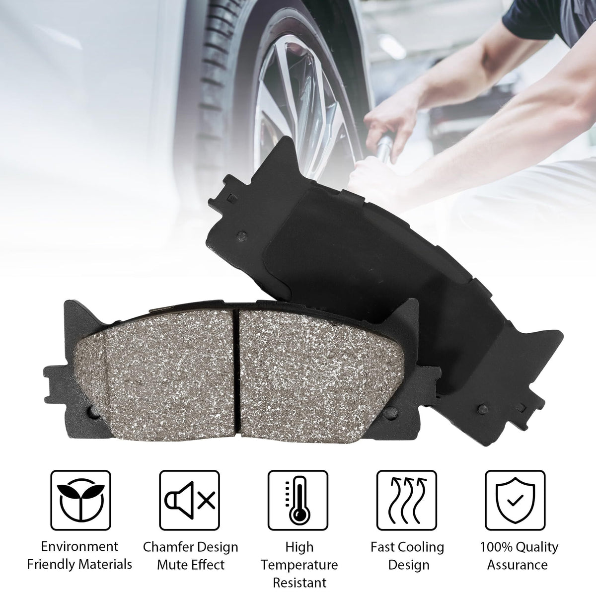 US GARVEE Front Brake Pads 4Pcs Premium Ceramic Replacement Brake Pad Set