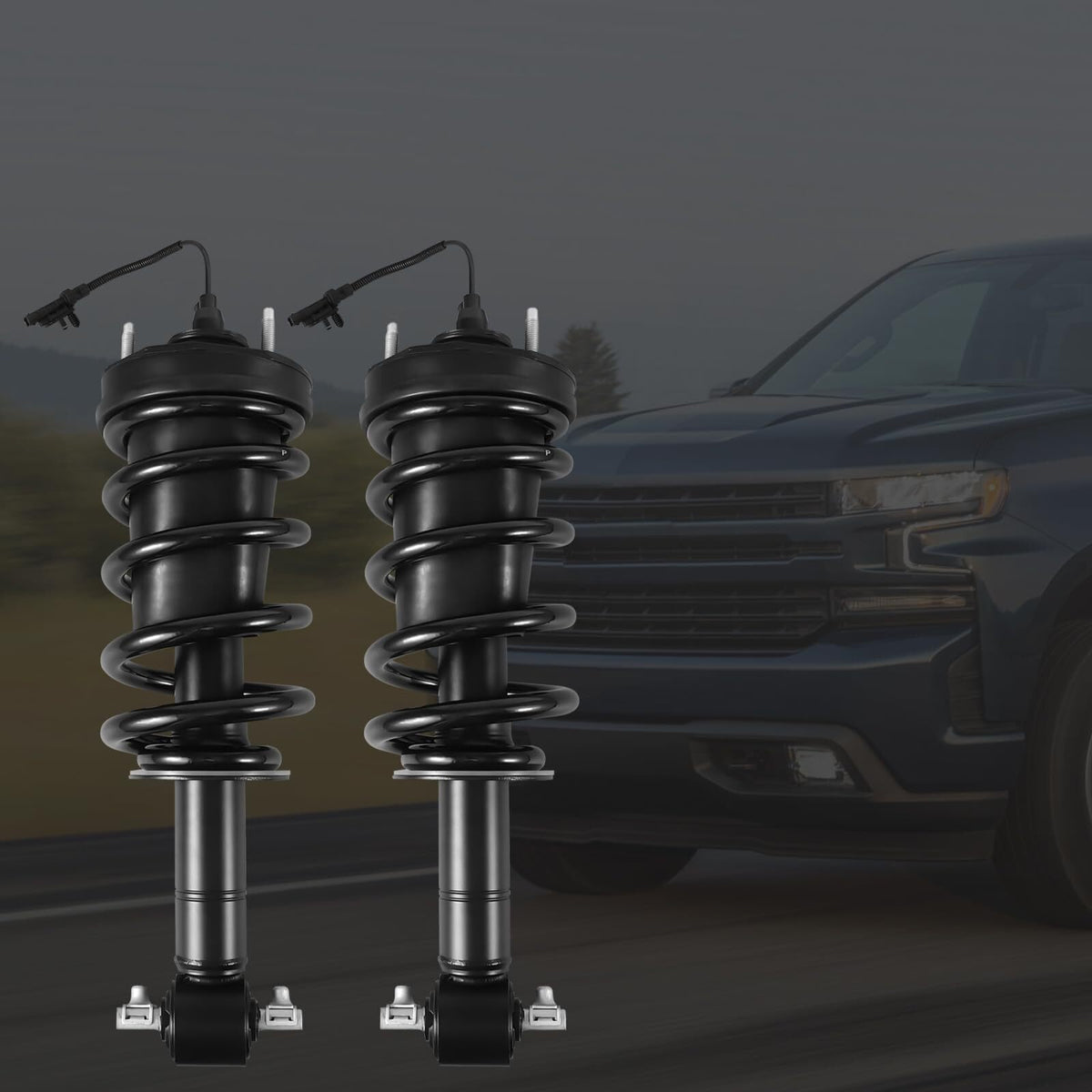 US GARVEE Front Shock Strut Absorber Sensor Compatible for 15-21 Silverado Sierra Avalanche Suburban Escalade Tahoe Yukon 2015-2021
