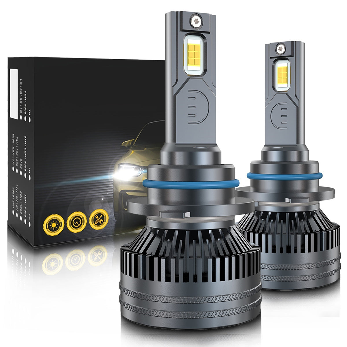 1 Pair Car LED Headlight Bulbs H1 9005 H7 H4 High-Power Liquid-Cooled Copper Tube Lamp 6000k White Light 9006