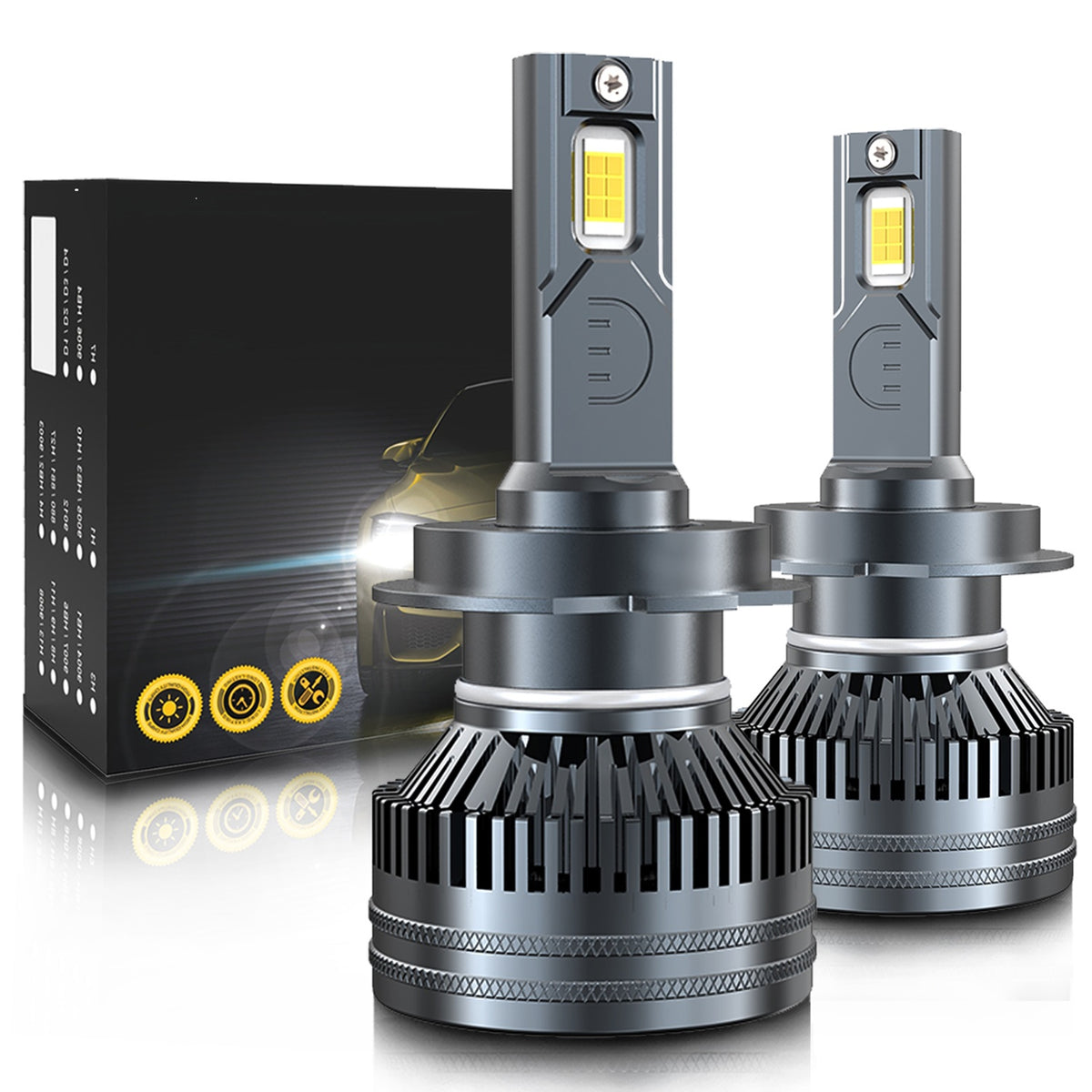 1 Pair Car LED Headlight Bulbs H1 9005 H7 H4 High-Power Liquid-Cooled Copper Tube Lamp 6000k White Light H4