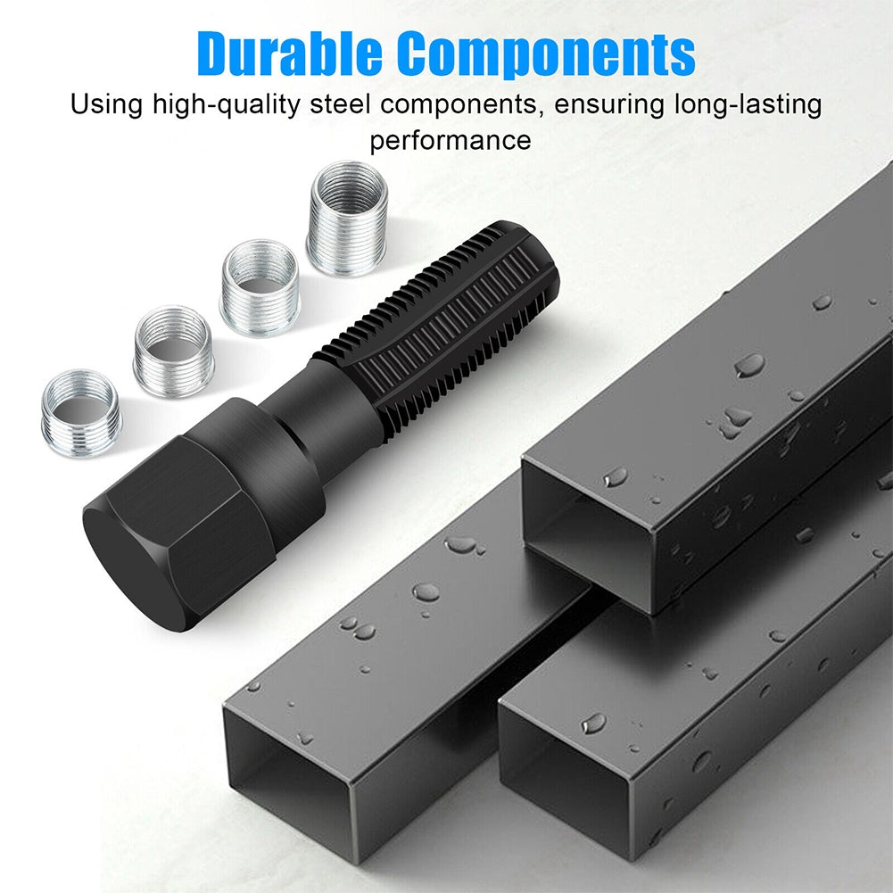 M14 x 1.25 Carbon Steel Spark Plug Re-thread Repair Tool Tap Reamer Inserts Kit 14mm For Spark Plug Thread Repairing black