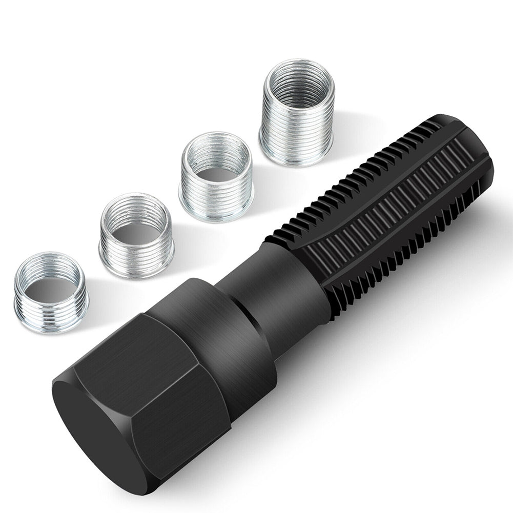 M14 x 1.25 Carbon Steel Spark Plug Re-thread Repair Tool Tap Reamer Inserts Kit 14mm For Spark Plug Thread Repairing black