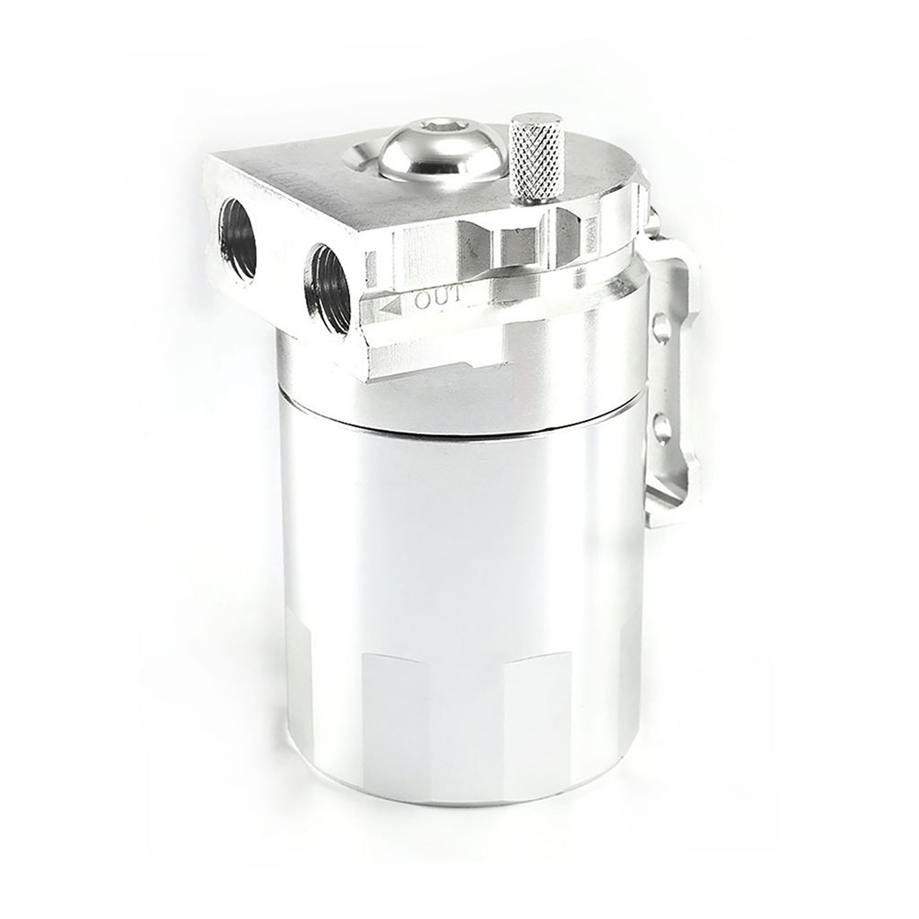 300ML Oil Catch Can Kit Universal Aluminum Oil Separator Catch Can With Breather Filter 6mm 8mm 10mm Adapters Baffled Tank Reservoir Automobile Accessories silver