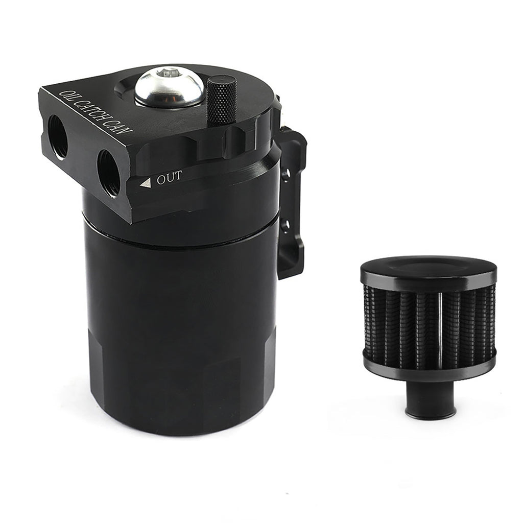 300ML Oil Catch Can Kit Universal Aluminum Oil Separator Catch Can With Breather Filter 6mm 8mm 10mm Adapters Baffled Tank Reservoir Automobile Accessories black
