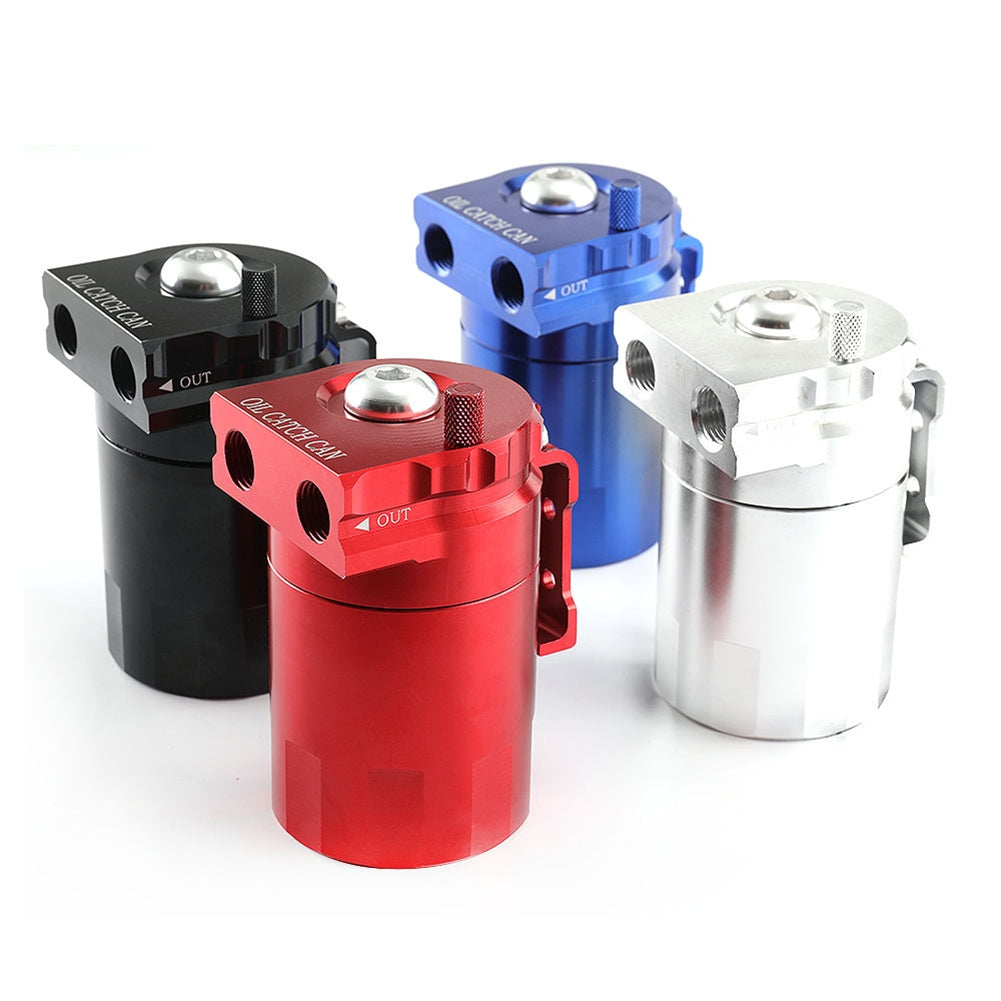 300ML Oil Catch Can Kit Universal Aluminum Oil Separator Catch Can With Breather Filter 6mm 8mm 10mm Adapters Baffled Tank Reservoir Automobile Accessories black
