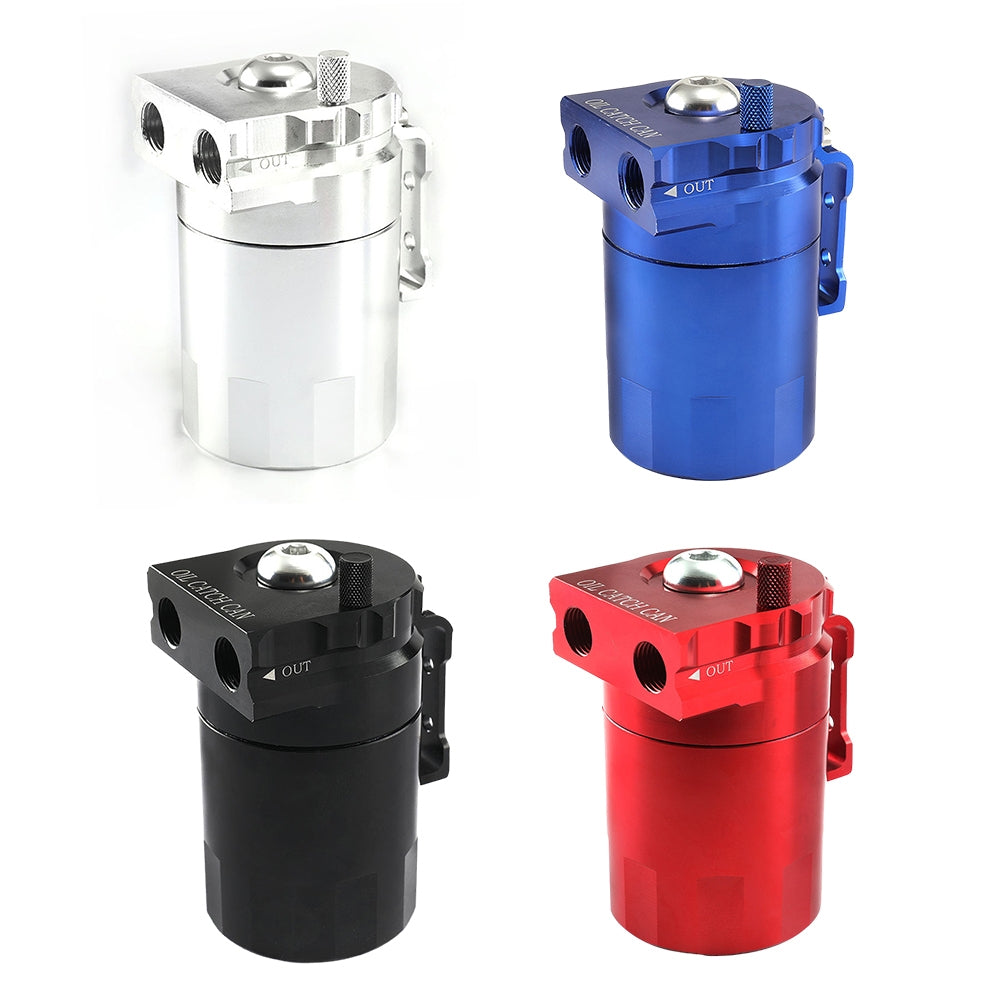300ML Oil Catch Can Kit Universal Aluminum Oil Separator Catch Can With Breather Filter 6mm 8mm 10mm Adapters Baffled Tank Reservoir Automobile Accessories black