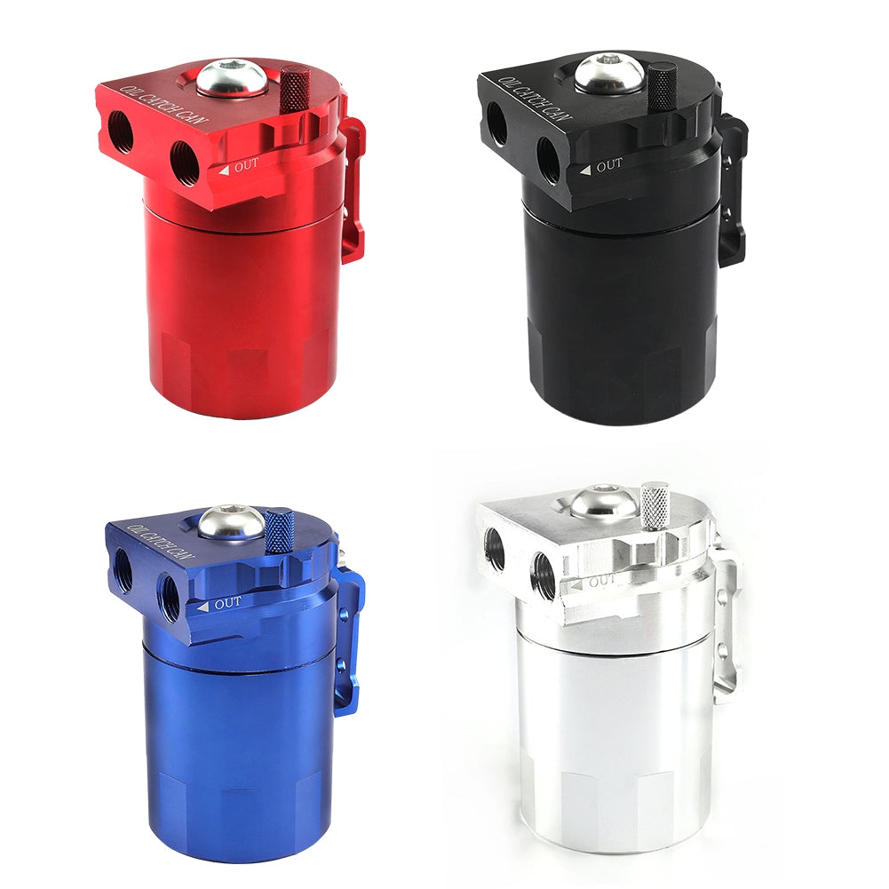 300ML Oil Catch Can Kit Universal Aluminum Oil Separator Catch Can With Breather Filter 6mm 8mm 10mm Adapters Baffled Tank Reservoir Automobile Accessories black