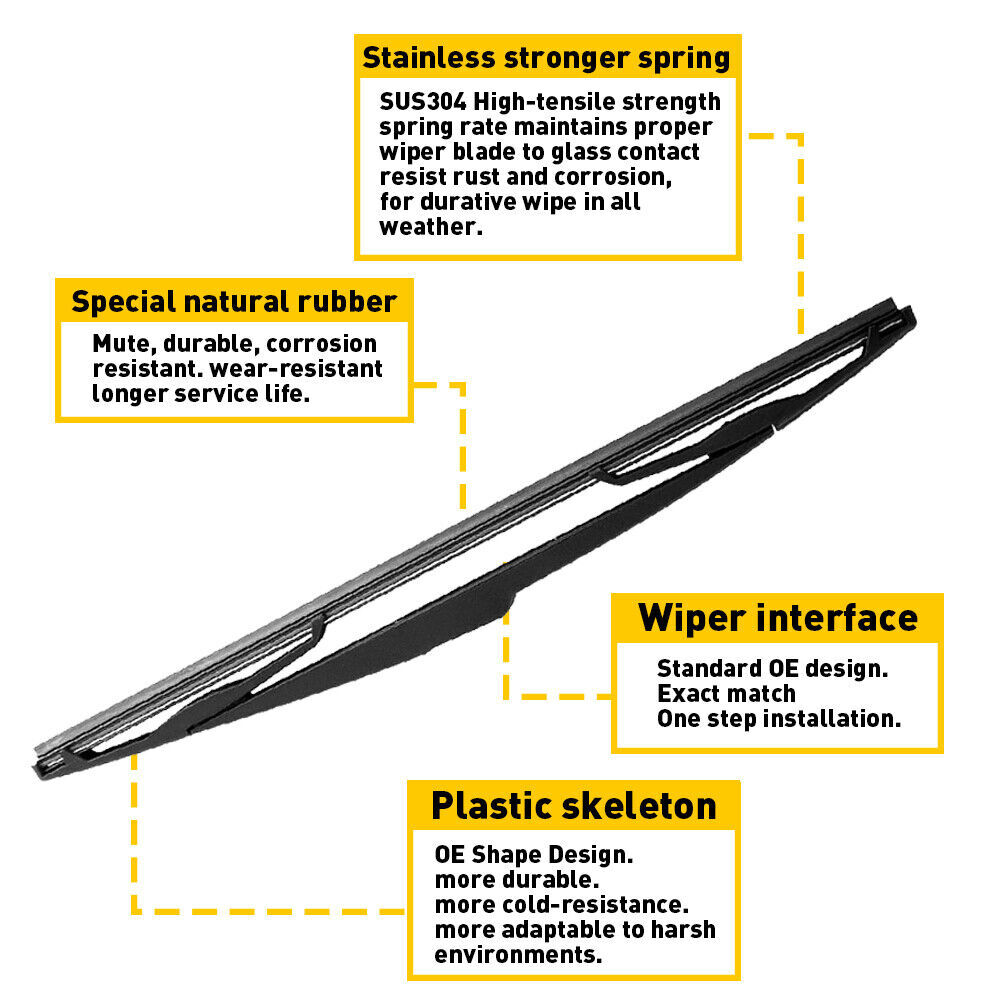 Rear Wiper Arm With Blade Compatible For Versa 2007-2012 Quest 2005-2009 Replaces 28780-EL000 28795-EL00A Back Windshield Wiper Assembly Accessories black