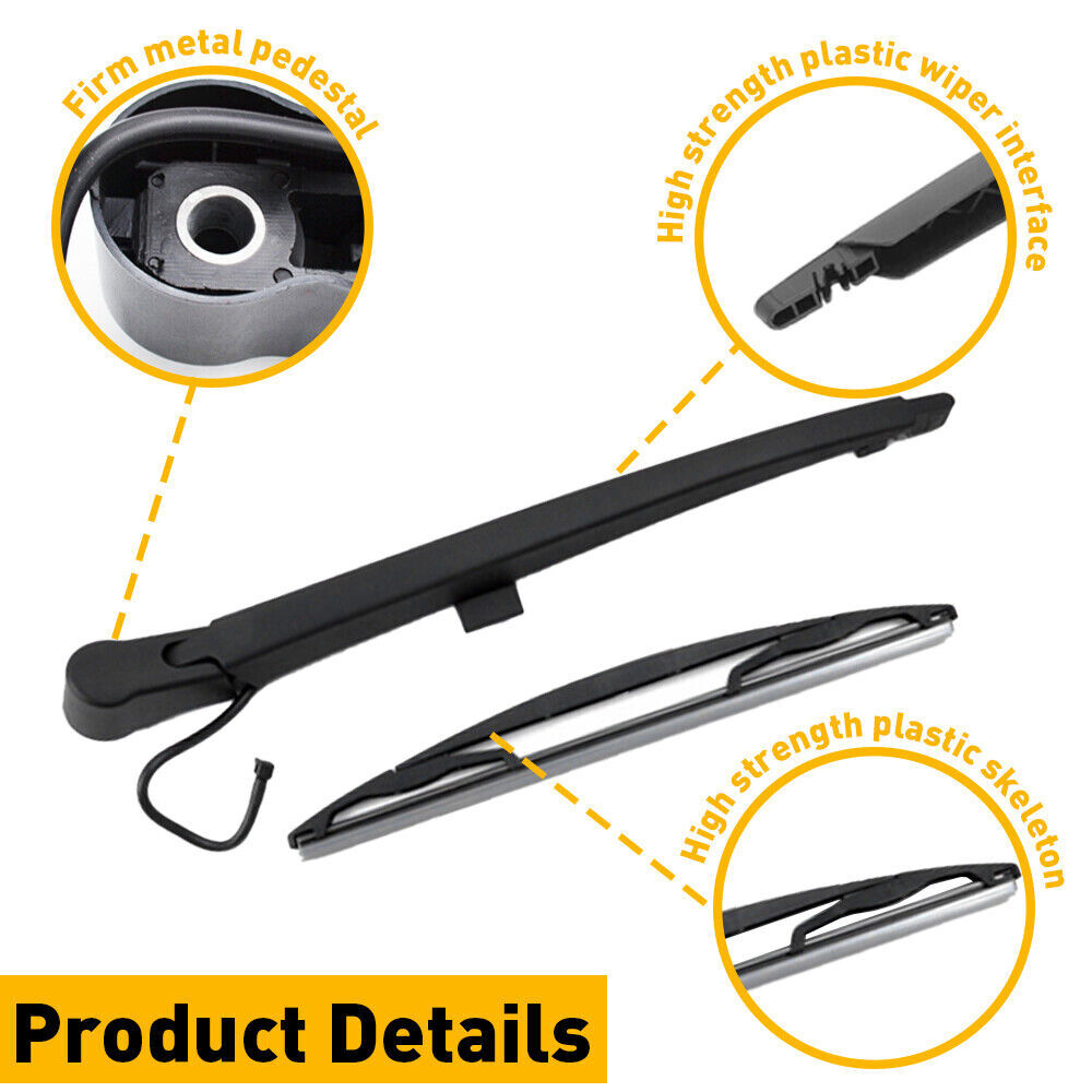 Rear Wiper Arm Blade Assembly Compatible For Chevrolet 2007-2014 1500 / 2007-2013 2500 Replaces 15277756 15798935 25820122 Back Windshield Wiper Accessories black
