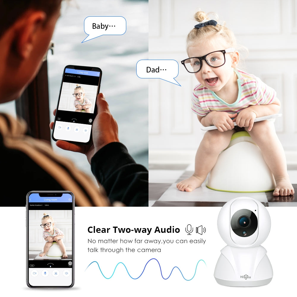 Hiseeu 720P / 1080P Home Security IP Camera Wireless Smart WiFi Camera Audio Record Baby Monitor HD Mini CCTV Camera EU plug