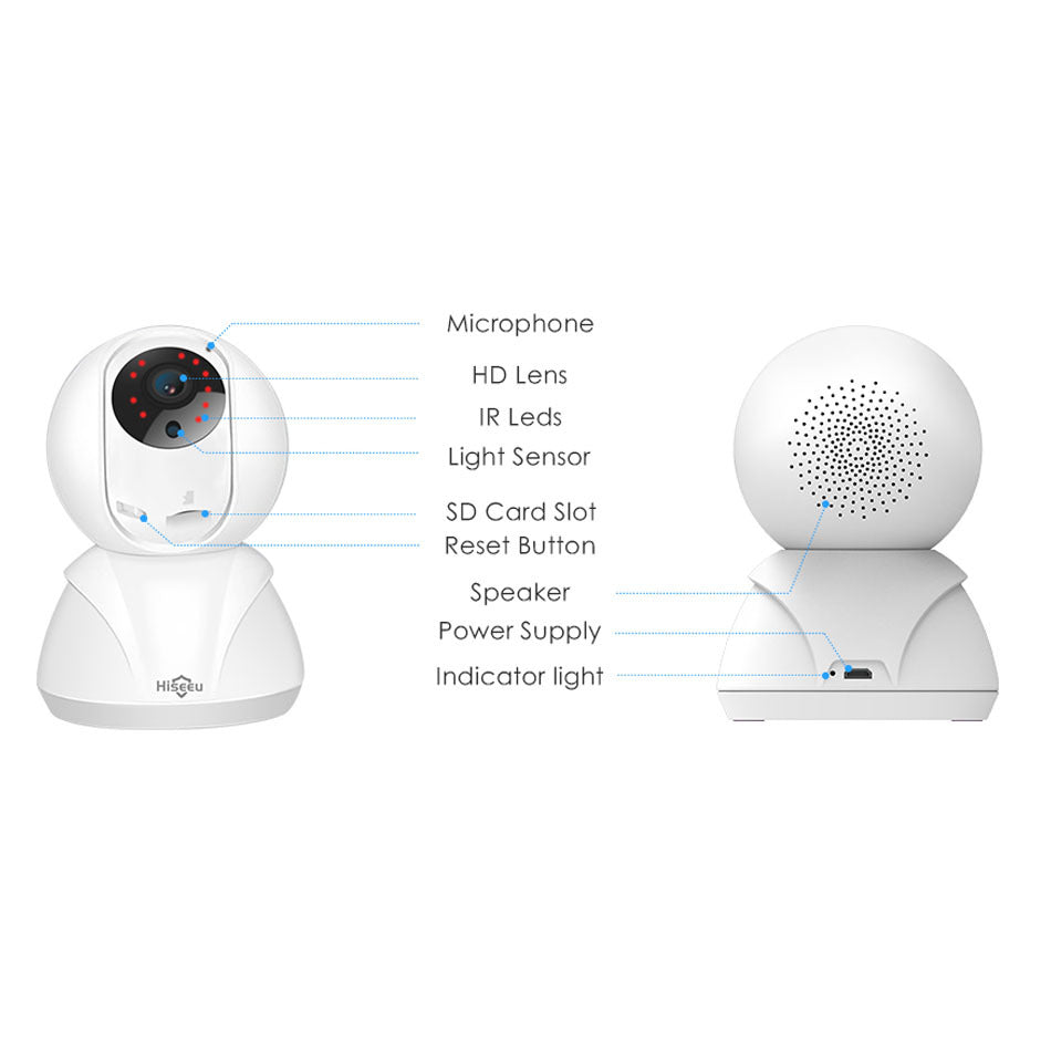 Hiseeu 720P / 1080P Home Security IP Camera Wireless Smart WiFi Camera Audio Record Baby Monitor HD Mini CCTV Camera EU plug