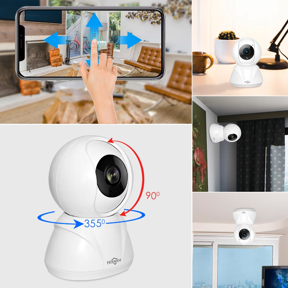Hiseeu 720P / 1080P Home Security IP Camera Wireless Smart WiFi Camera Audio Record Baby Monitor HD Mini CCTV Camera EU plug
