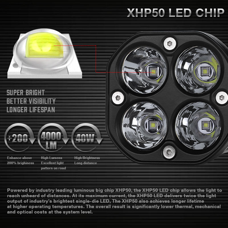 Car Motorcycle 3 Inch 40w Led Waterproof Working Light Spotlight Off-road Atv Driving Light Headlight Spot Light For Trucks Cars Yellow light