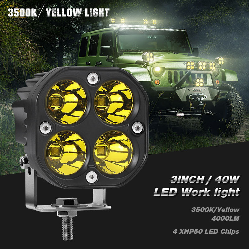 Car Motorcycle 3 Inch 40w Led Waterproof Working Light Spotlight Off-road Atv Driving Light Headlight Spot Light For Trucks Cars White light