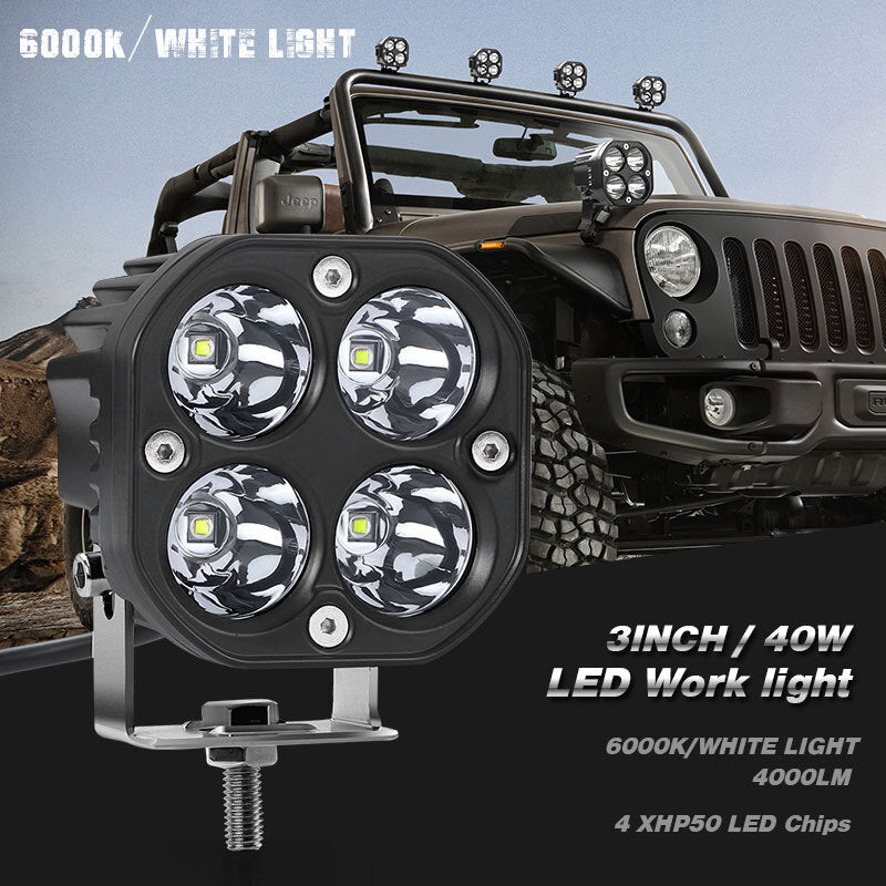 Car Motorcycle 3 Inch 40w Led Waterproof Working Light Spotlight Off-road Atv Driving Light Headlight Spot Light For Trucks Cars White light