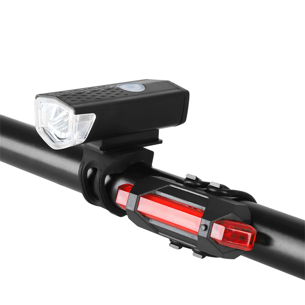 Bike Bicycle Lights USB LED Rechargeable Set Mtb Road Bike Front Rear Headlights Lamp Cycling Accessories black headlight+red taillight