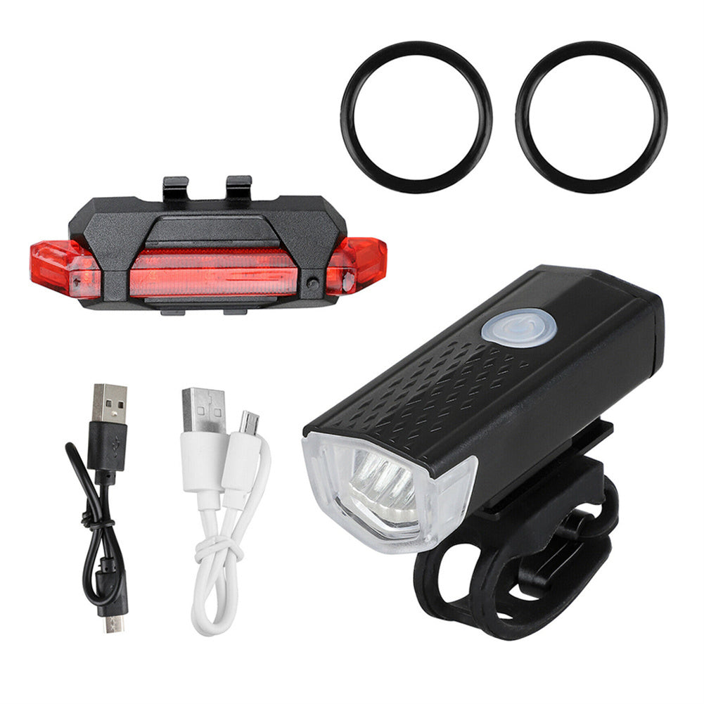 Bike Bicycle Lights USB LED Rechargeable Set Mtb Road Bike Front Rear Headlights Lamp Cycling Accessories white headlights+taillights