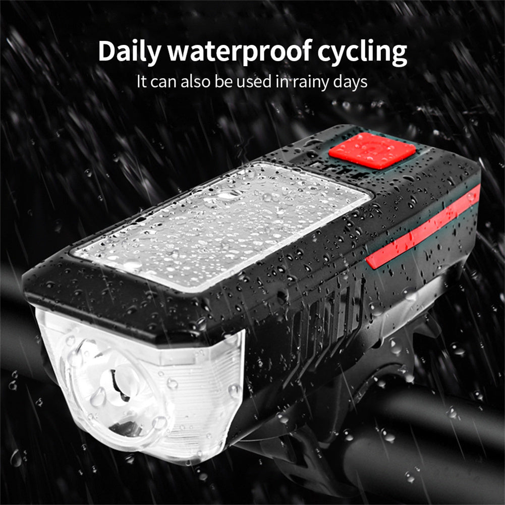 Bike Light Solar Usb Rechargeable Dual Charging Horn Lamp Waterproof Bicycle Front Headlight Flashlight blue