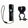 LED Mini Cycle Lamp Built-in Battery USB Rechargeable Zooming Flashlight Waterproof Mountain Bicycle Headlights - Black