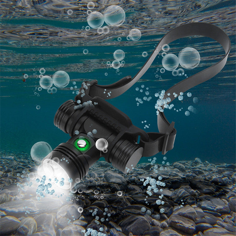 Diving Headlamp 20-40 Meters Waterproof Underwater Headlight L2 Led Head Flashlight L2 single head light-white light (standard belt)