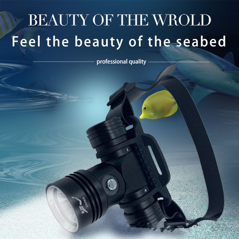 Diving Headlamp 20-40 Meters Waterproof Underwater Headlight L2 Led Head Flashlight L2 single head light-white light (standard belt)