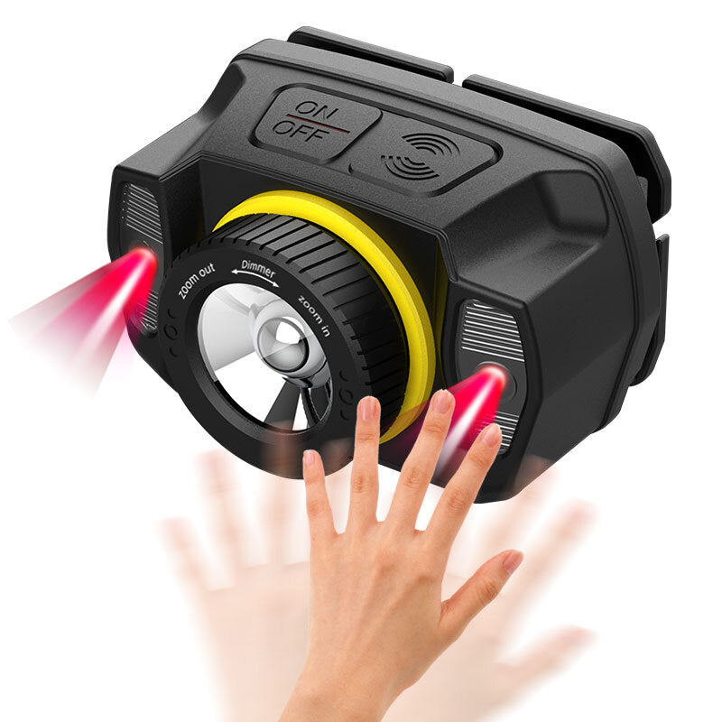LED Intelligent Induction Headlamp Rotary Zoom Headlight Torch Flashlight black_Model 2052