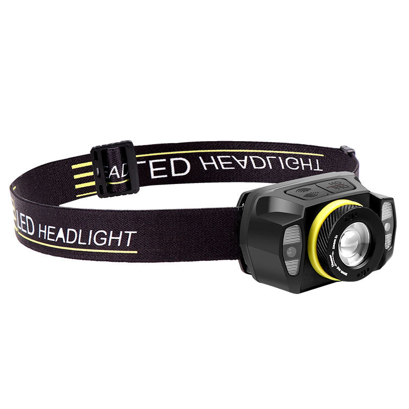 LED Intelligent Induction Headlamp Rotary Zoom Headlight Torch Flashlight black_Model 2052