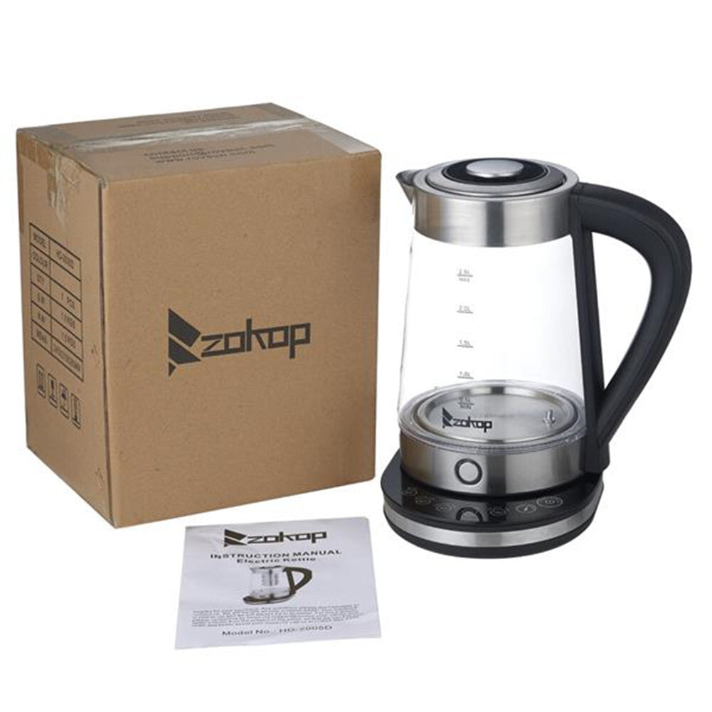 US 2.5L Electric Glass Kettle HD-2005D 110V 1500W Fast Boiling Stainless Steel Hot Water Heater with Filter U.S. plug